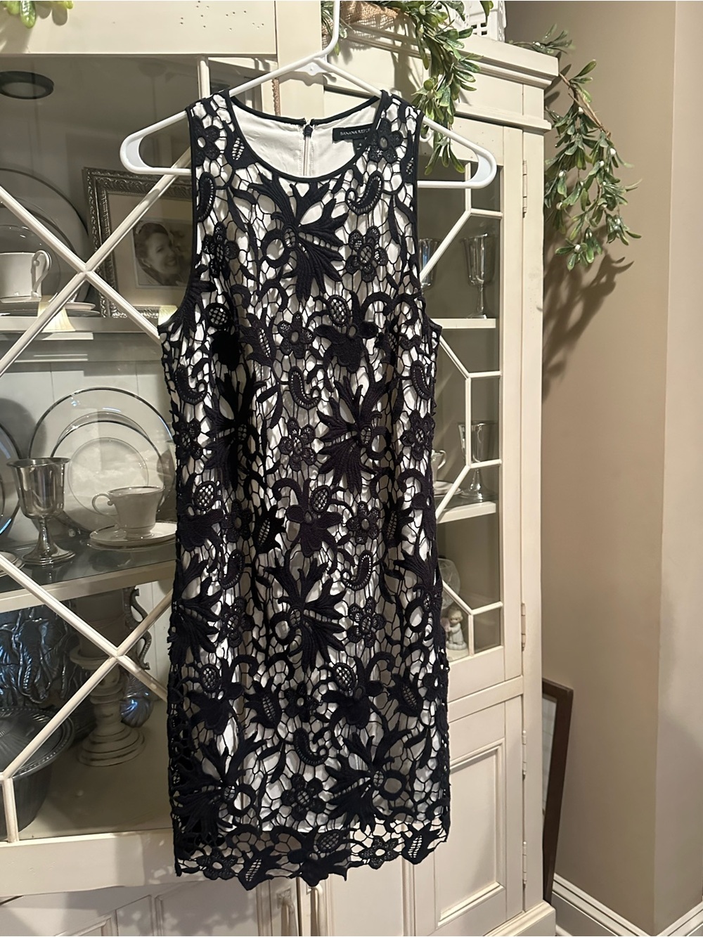 Banana Republic Black Lace Mini Dress with White Lining